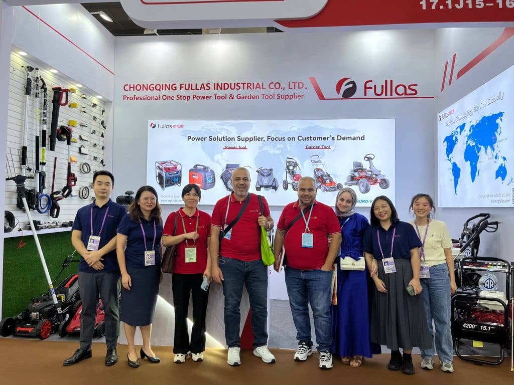 Fullas team attending the 136th Canton Fair connecting with global distributors for power and garden tools