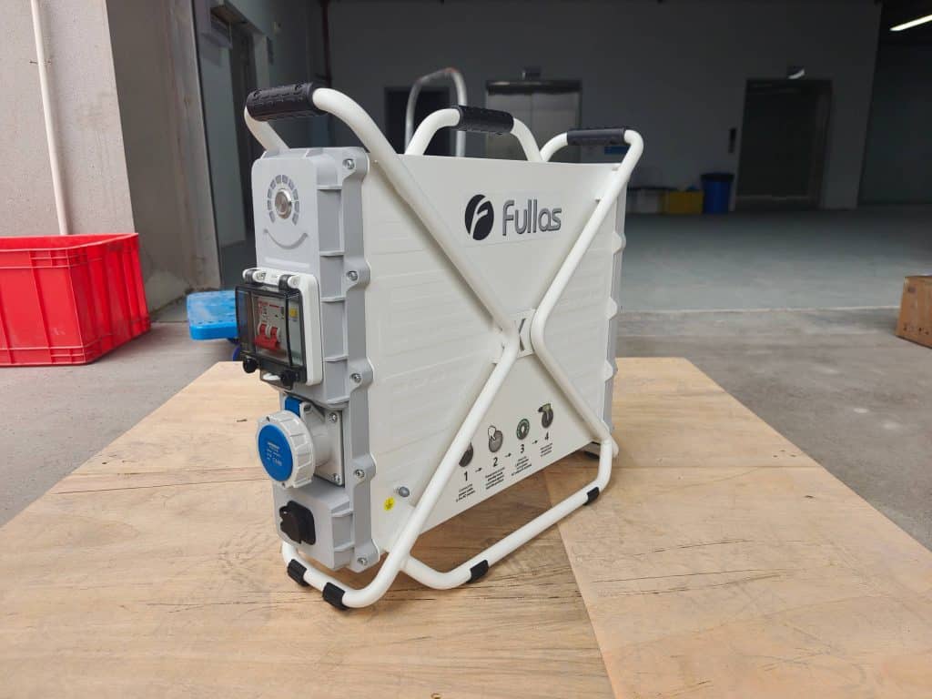 Fullas portable power station FPG3600 on construction site table industrial jobsite power solution